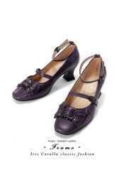 Iris Corolla Frame Square Heel Shoes(Reservation/8 Colours/Full Payment Without Shipping)